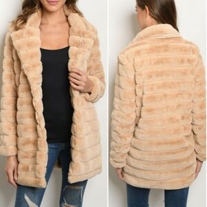 Taupe faux fur jacket